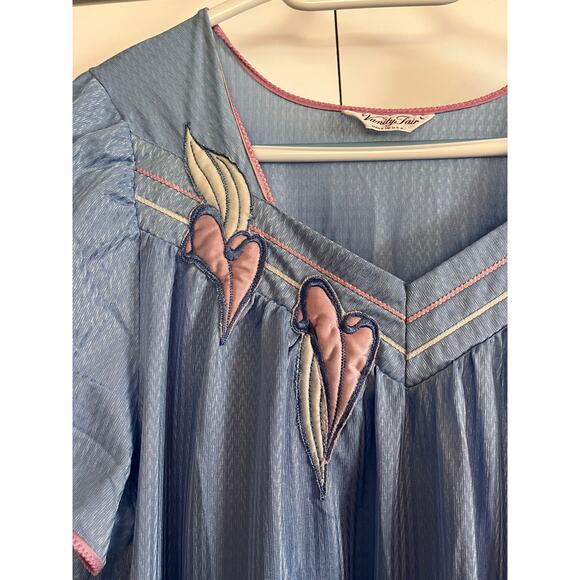 Vintage Vanity Fair Nightgown Size LRG Sheer Blue Nylon Sleepwear Retro Lingerie - Picture 6 of 10